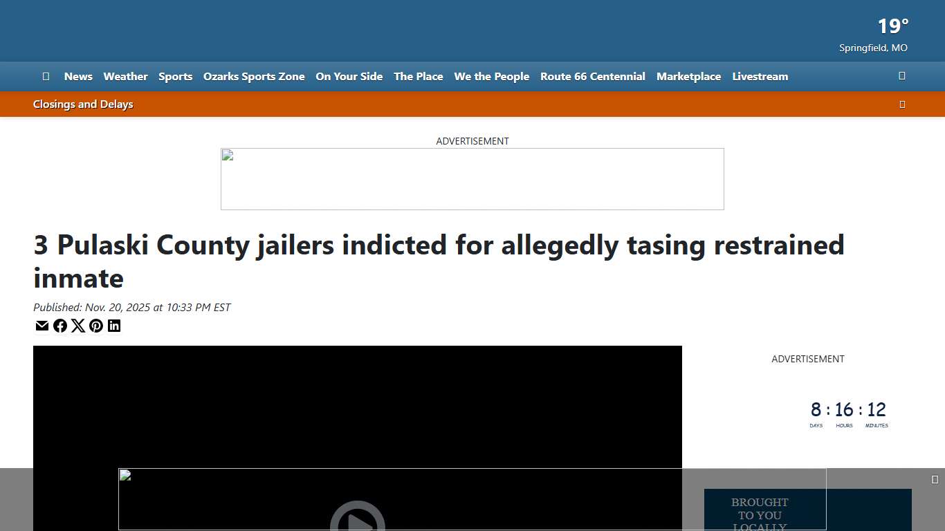 3 Pulaski County jailers indicted for allegedly tasing restrained inmate